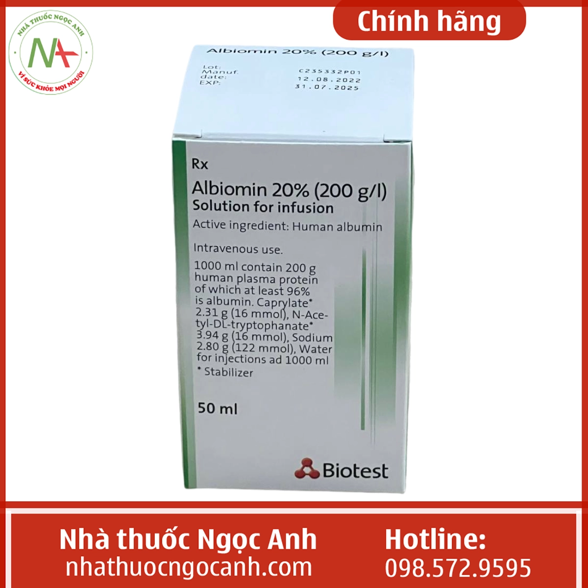 Hộp thuốc Albiomin 20% 50ml