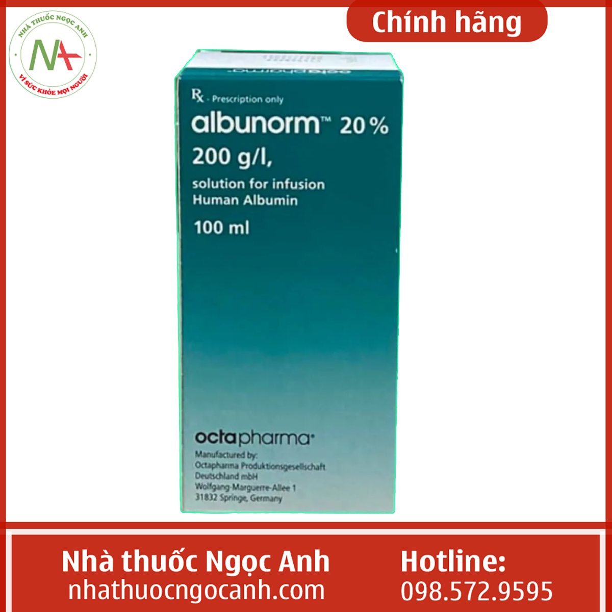 Hộp thuốc Albunorm 20% 100ml