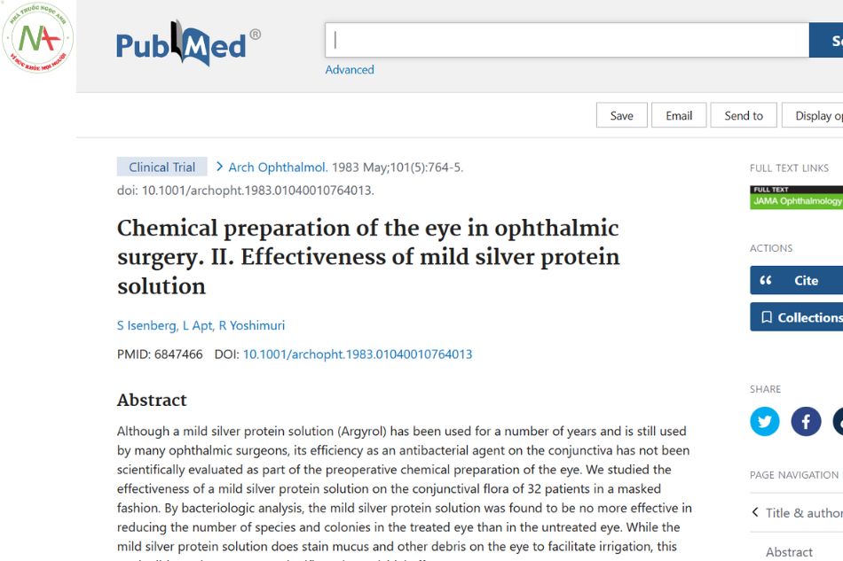 Chemical preparation of the eye in ophthalmic surgery. II. Effectiveness of mild silver protein solution