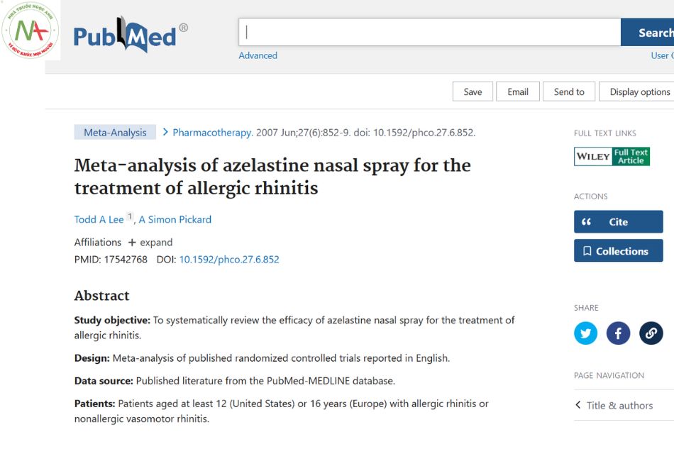Meta-analysis of azelastine nasal spray for the treatment of allergic rhinitis