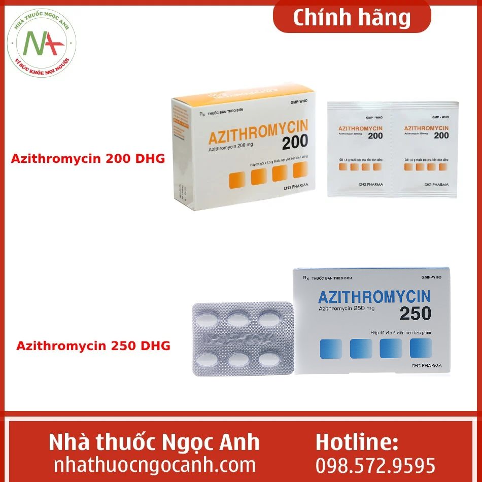 Azithromycin 200 DHG và Azithromycin 250 DHG