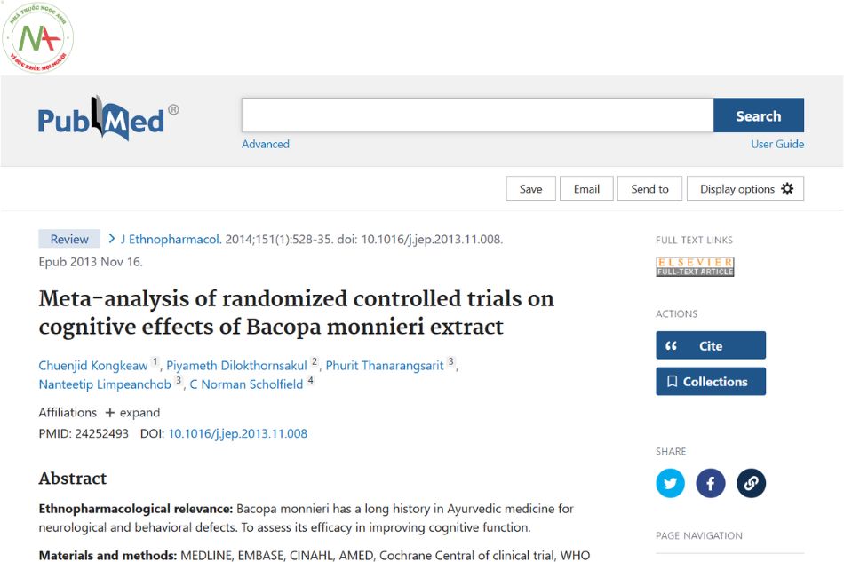 Meta-analysis of randomized controlled trials on cognitive effects of Bacopa monnieri extract