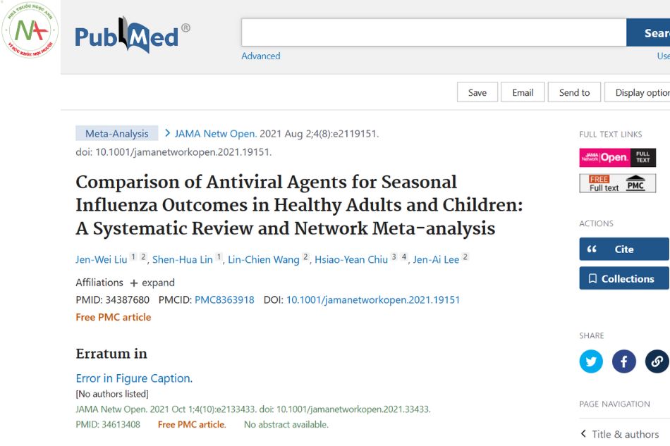 Comparison of Antiviral Agents for Seasonal Influenza Outcomes in Healthy Adults and Children: A Systematic Review and Network Meta-analysis