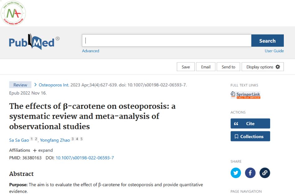 The effects of β-carotene on osteoporosis: a systematic review and meta-analysis of observational studies