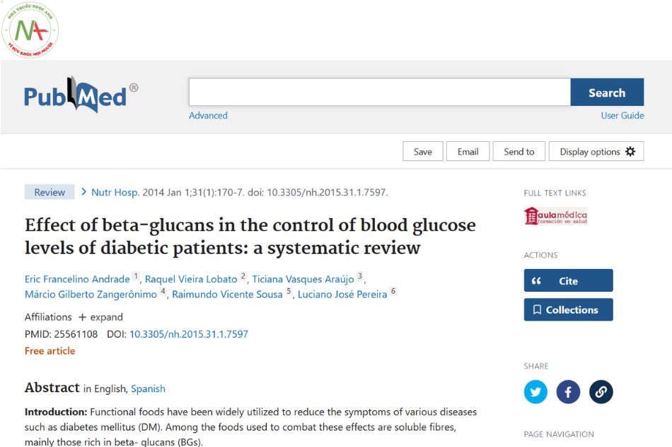 Effect of beta-glucans in the control of blood glucose levels of diabetic patients: a systematic review