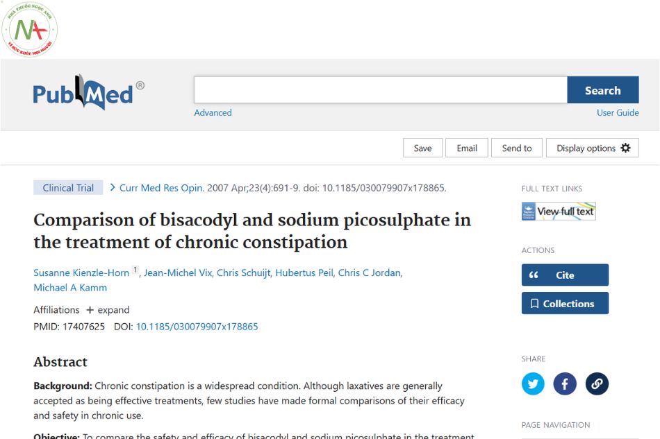 Comparison of bisacodyl and sodium picosulphate in the treatment of chronic constipation