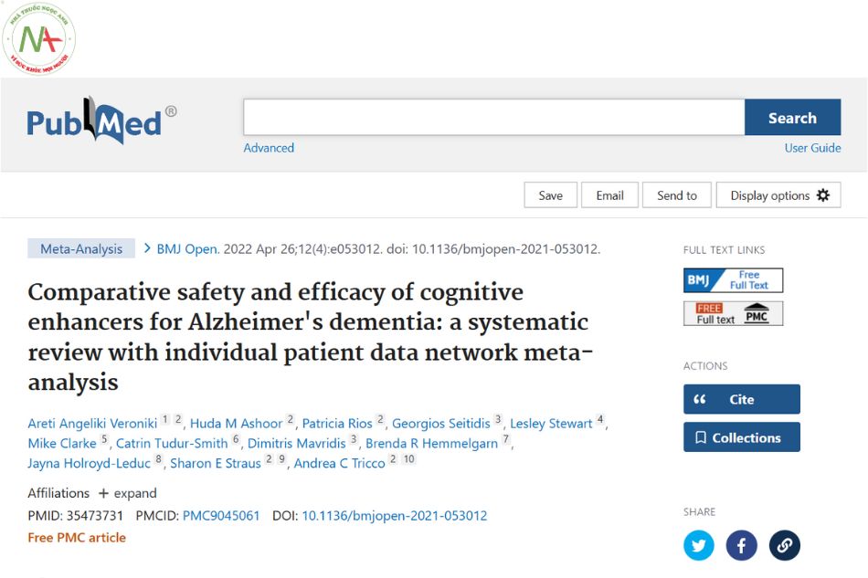 Comparative safety and efficacy of cognitive enhancers for Alzheimer's dementia: a systematic review with individual patient data network meta-analysis
