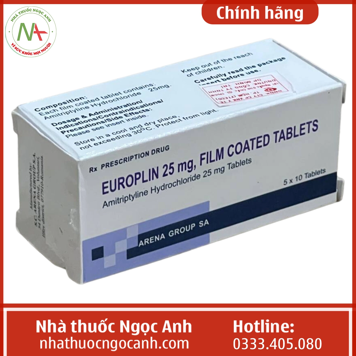 Hộp thuốc Europlin 25mg Film Coated Tablets