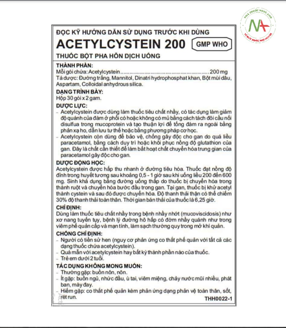 Hướng dẫn sử dụng Acetylcystein 200 Imexpharm