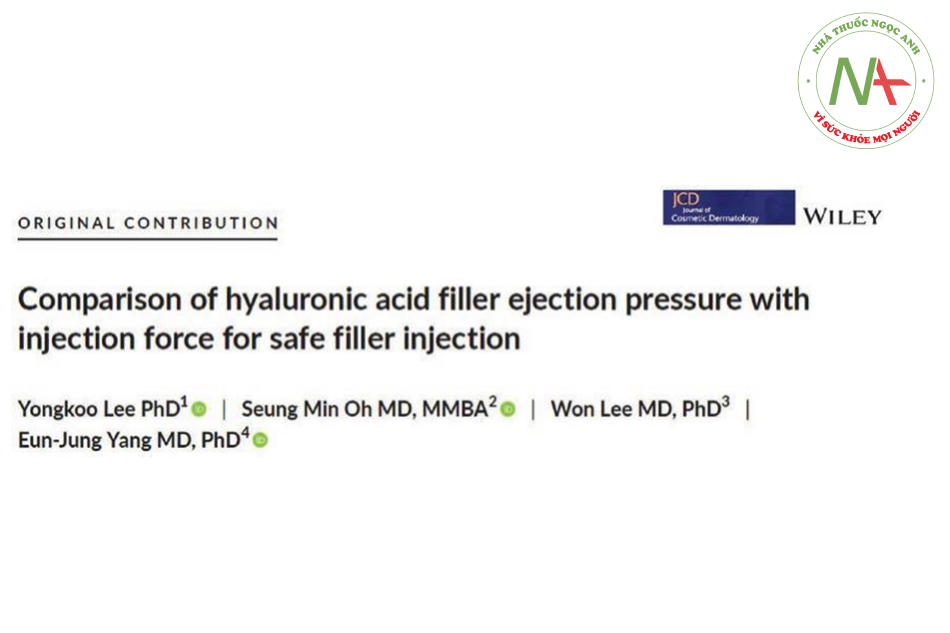 Hình 1.20 Tiêu đề bài báo so sánh áp lực đẩy và áp lực tiêm khi tiêm chất làm đầy axit hyaluronic