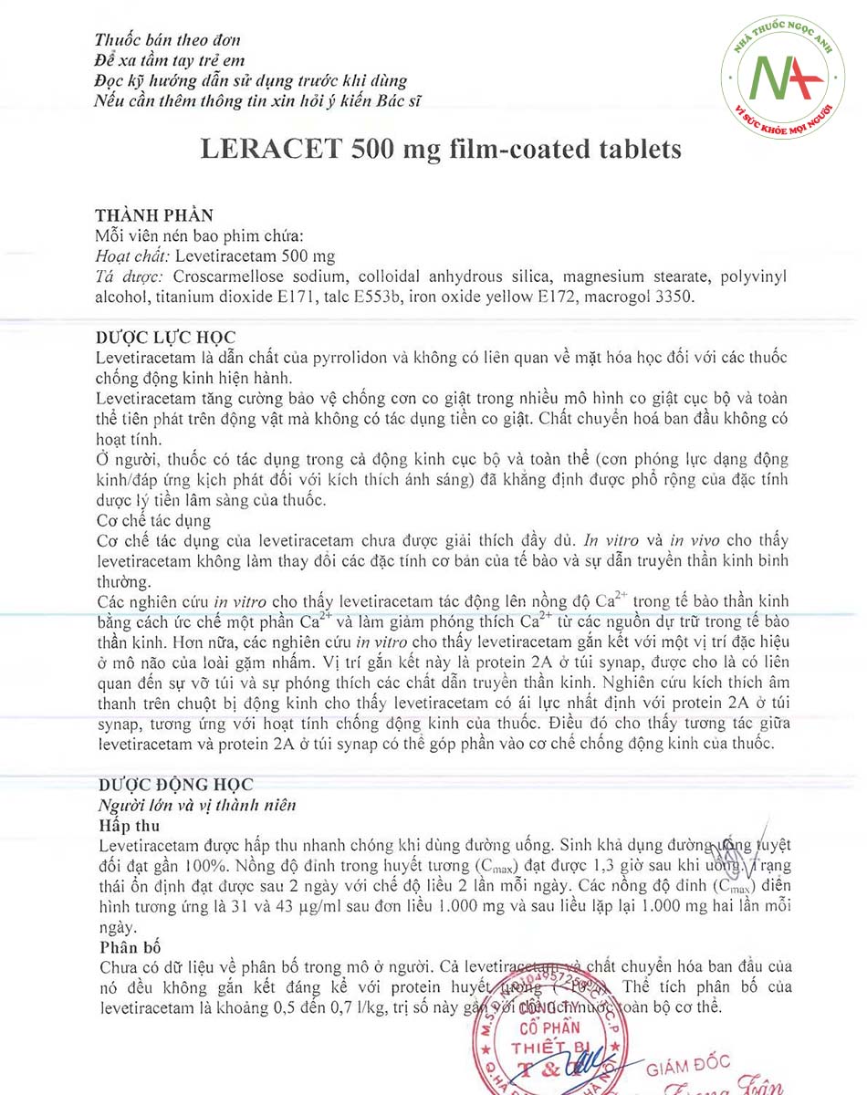 Hướng dẫn sử dụng thuốc Leracet 500mg film-coated tablets