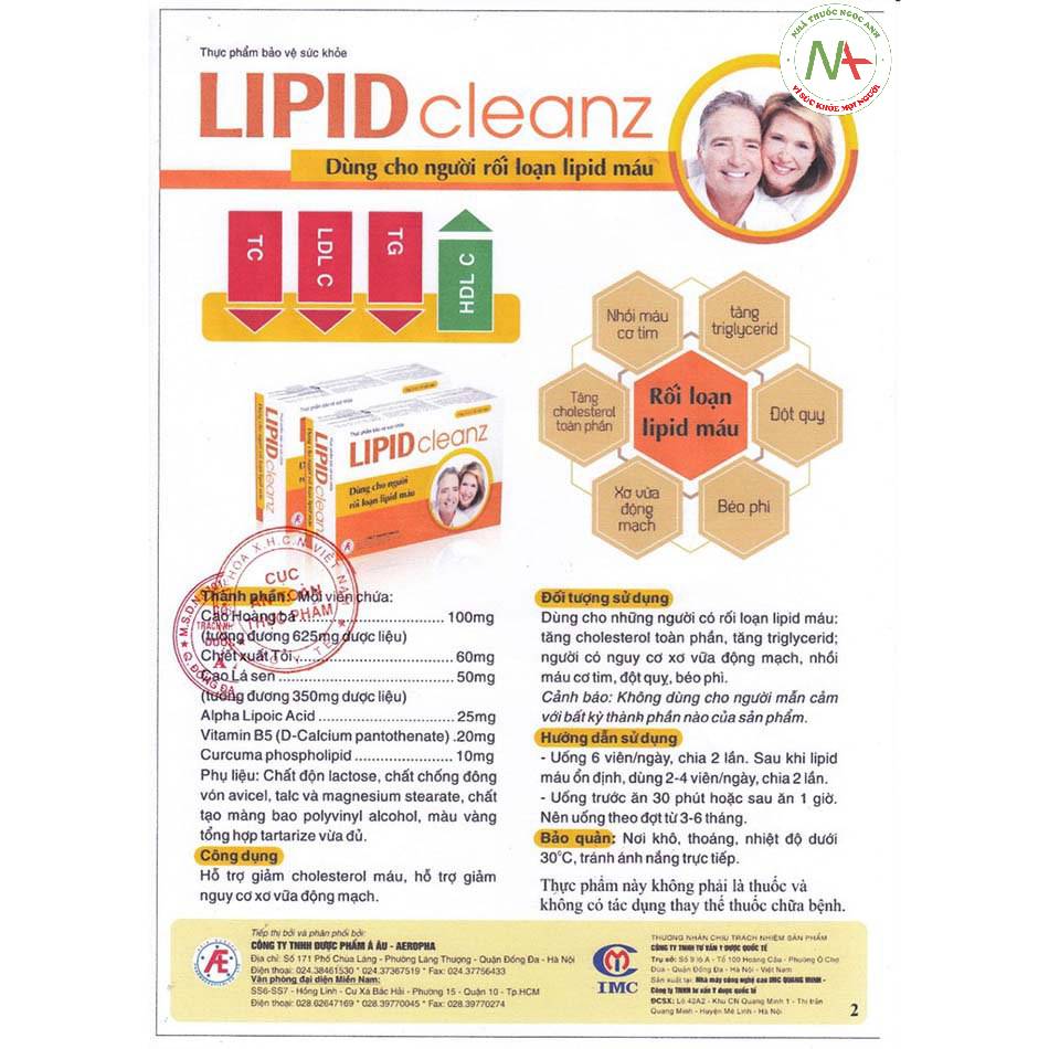 Hướng dẫn sử dụng Lipid cleanz