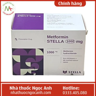 Hộp thuốc Metformin Stella 1000mg