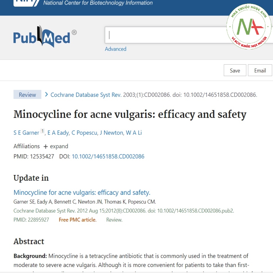 Minocycline for acne vulgaris: efficacy and safety