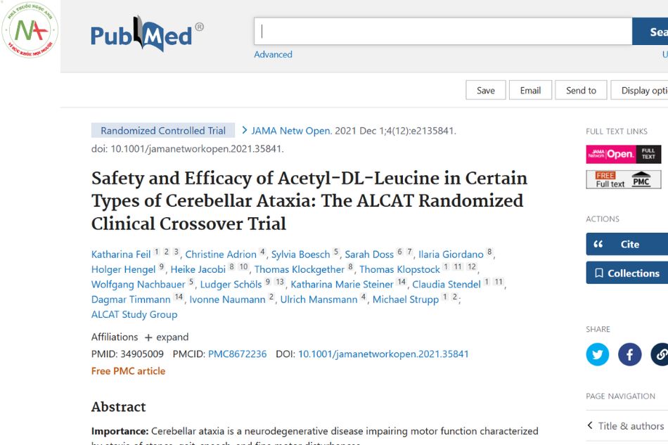 Safety and Efficacy of Acetyl-DL-Leucine in Certain Types of Cerebellar Ataxia: The ALCAT Randomized Clinical Crossover Trial