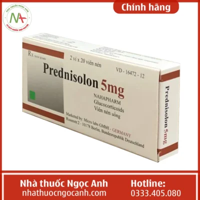 Hộp thuốc Prednisolon 5mg Nahapharm