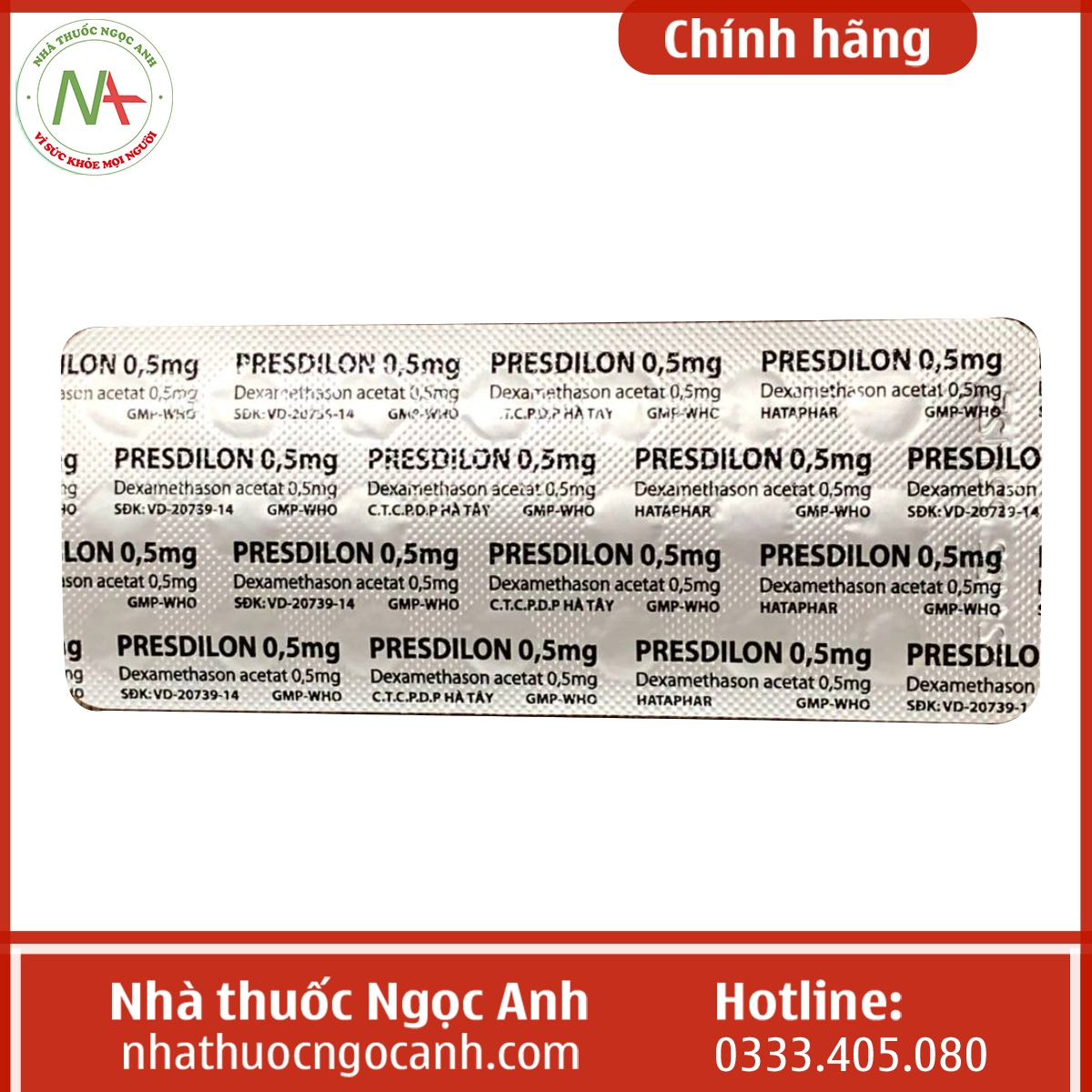 Vỉ thuốc Presdilon 0,5mg