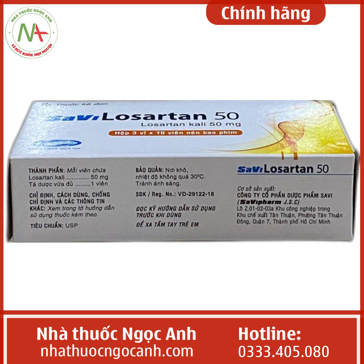 Hộp thuốc SaVi Losartan 50