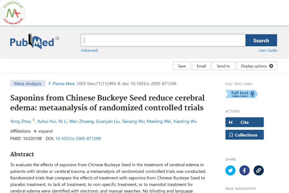 Saponins from Chinese Buckeye Seed reduce cerebral edema: metaanalysis of randomized controlled trials