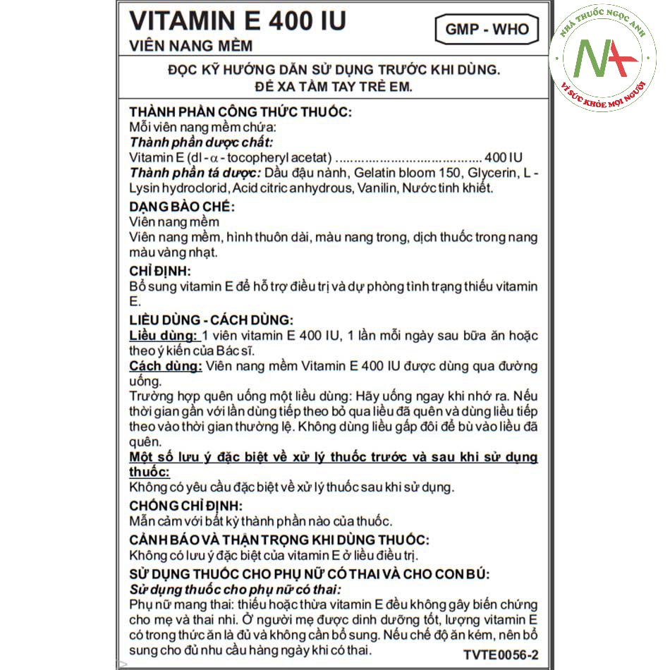 Hướng dẫn sử dụng Vitamin E 400IU Imexpharm