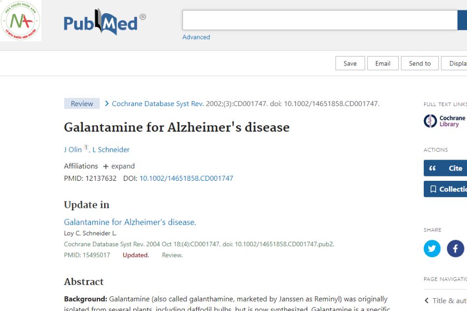 Galantamine for Alzheimer's disease