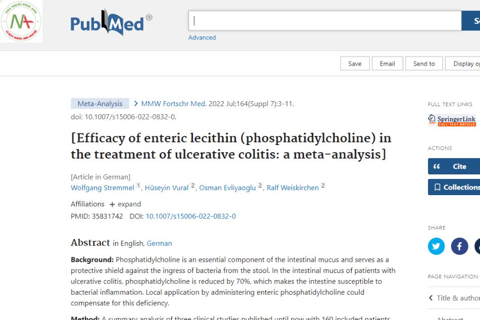 Efficacy of intestinal lecithin (phosphatidylcholine) in the treatment of ulcerative colitis: a meta-analysis.