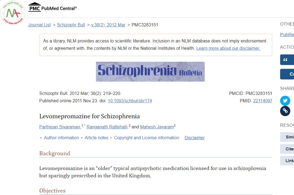 Levomepromazine is used in the treatment of schizophrenia