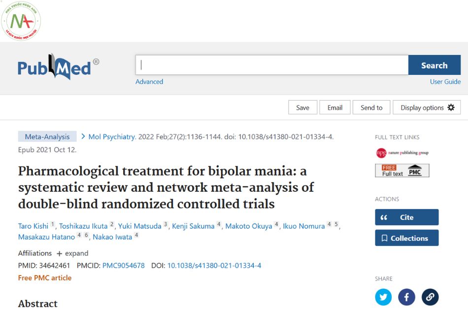 Pharmacological treatment for bipolar mania: a systematic review and network meta-analysis of double-blind randomized controlled trials