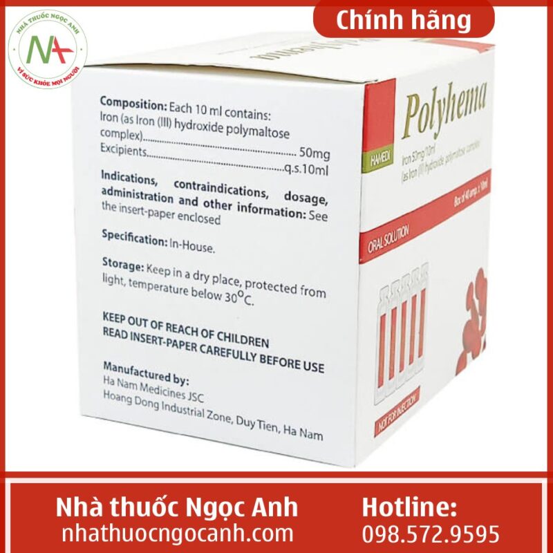 Polyhema Thuốc Polyhema 50mg/10ml là thuốc gì? mua ở đâu, giá bao nhiêu