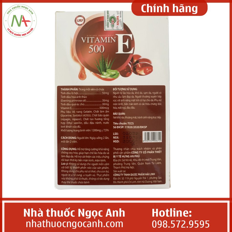 Vitamin E Đỏ 500 Óc Chó