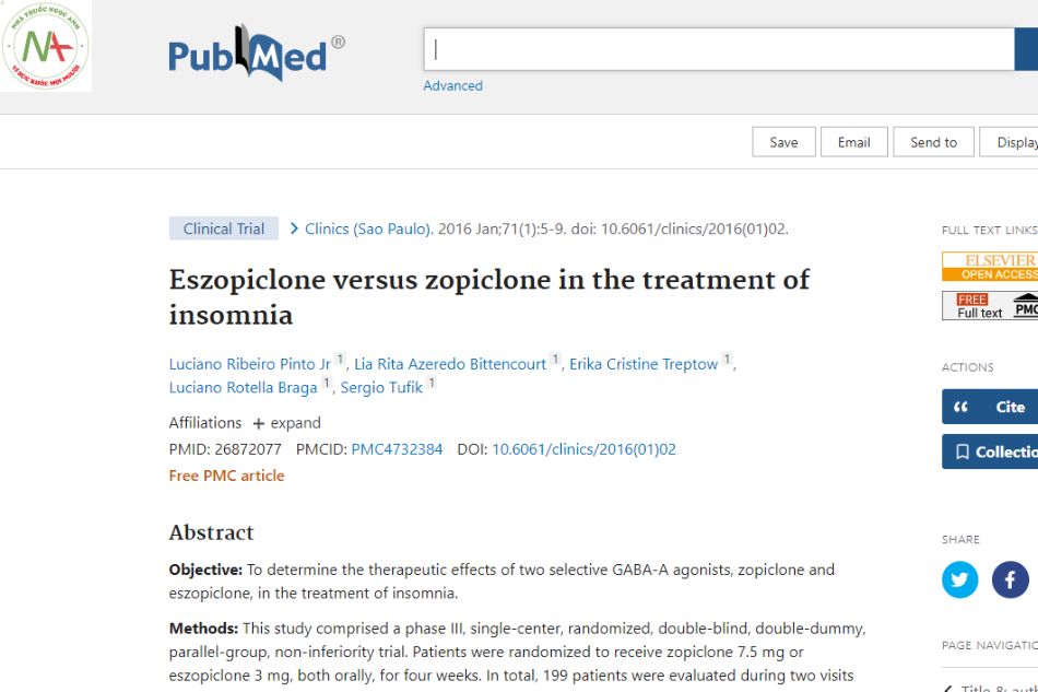 Eszopiclone versus zopiclone in the treatment of insomnia