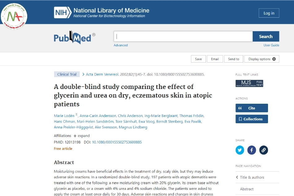 A double-blind study comparing the effect of glycerin and urea on dry, eczematous skin in atopic patients