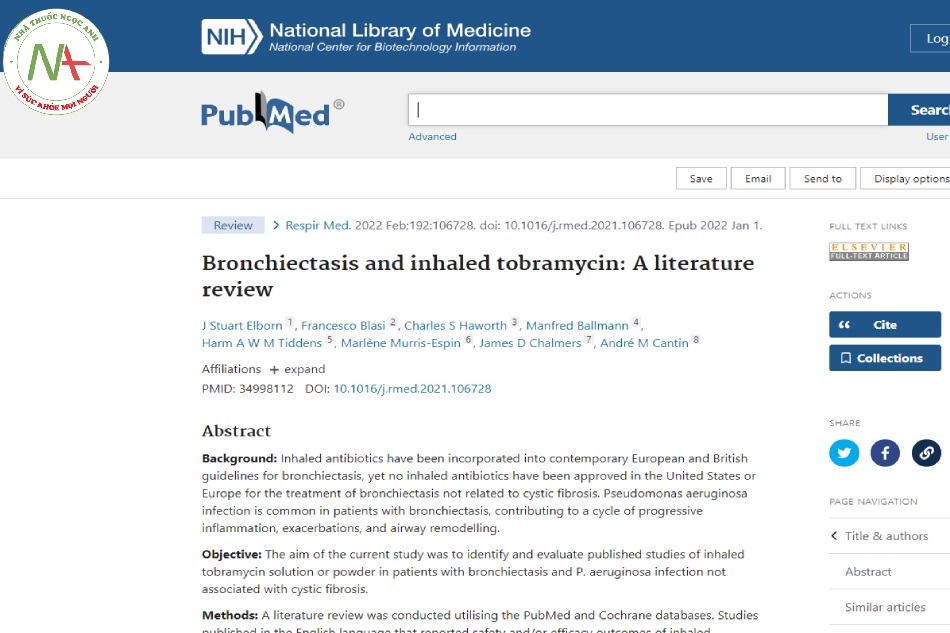 Bronchiectasis and inhaled tobramycin: A literature review