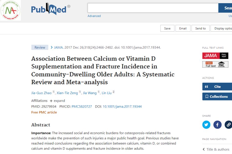 Association between calcium or vitamin D supplementation and fracture rates in the elderly