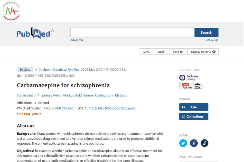Carbamazepine for schizophrenia