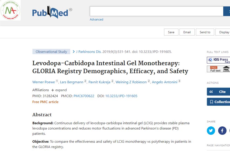 Levodopa-Carbidopa enteral gel monotherapy: Efficacy and safety of the GLORIA . Registry