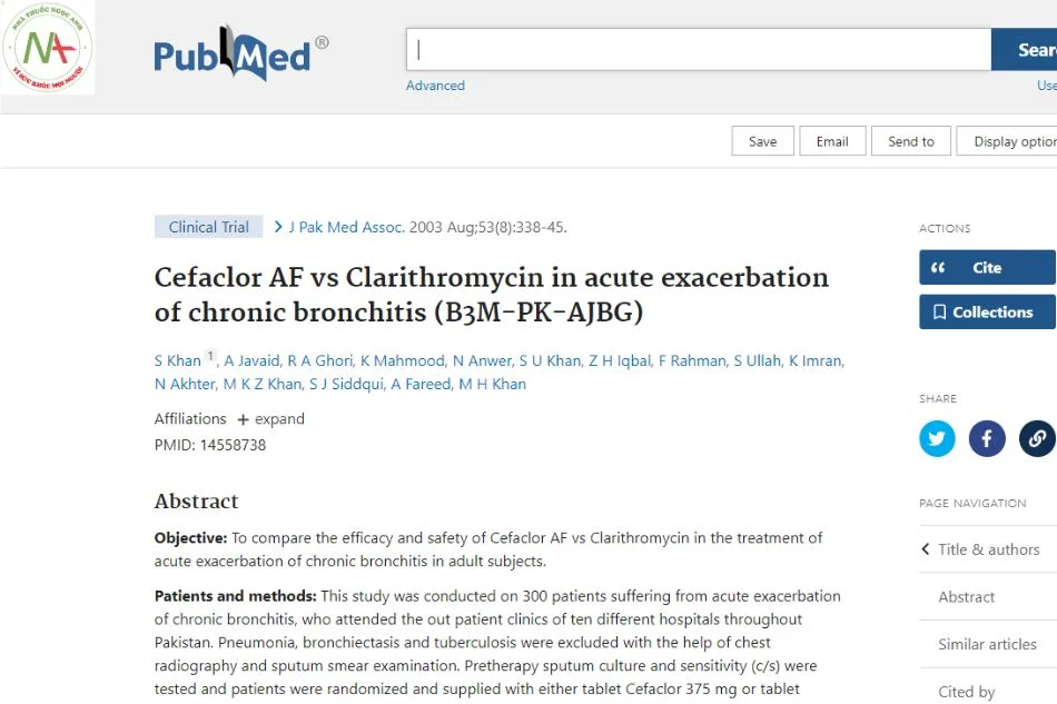 Cefaclor AF vs Clarithromycin in acute exacerbation of chronic bronchitis (B3M-PK-AJBG)