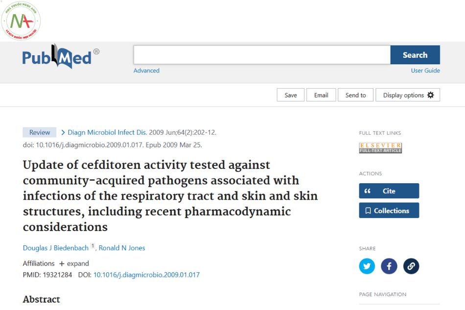 Update of cefditoren activity tested against community-acquired pathogens associated with infections of the respiratory tract and skin and skin structures, including recent pharmacodynamic considerations