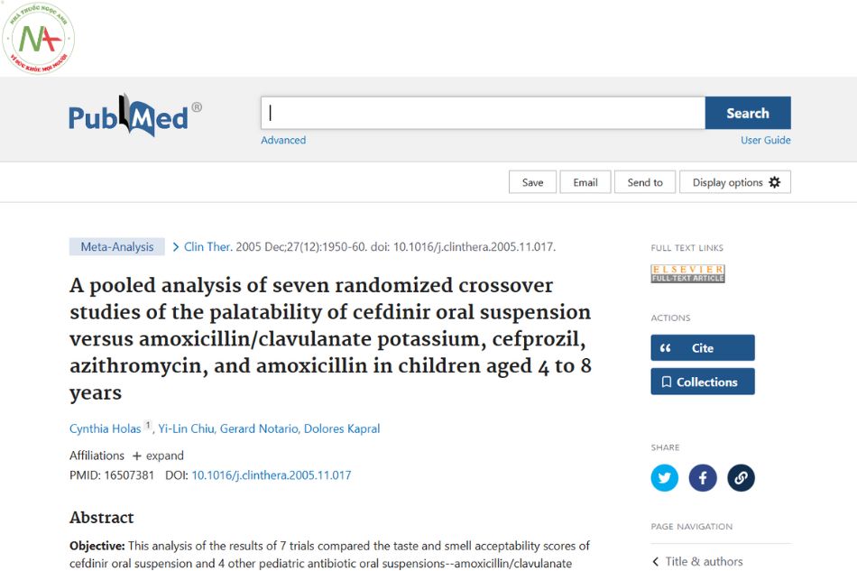 A pooled analysis of seven randomized crossover studies of the palatability of cefdinir oral suspension versus amoxicillin/clavulanate potassium, cefprozil, azithromycin, and amoxicillin in children aged 4 to 8 years