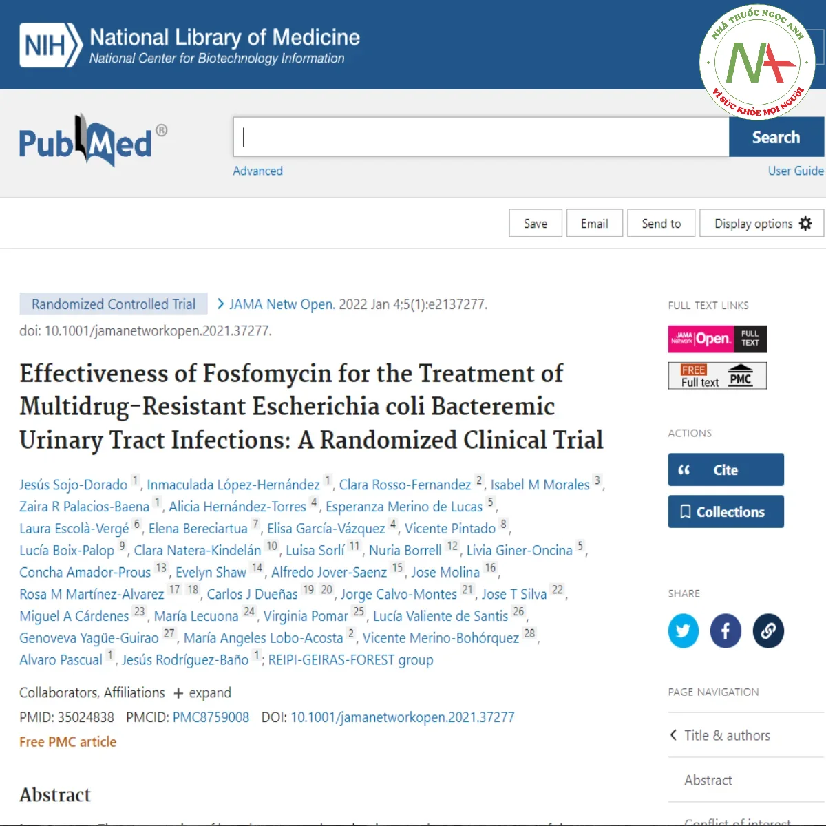 Effectiveness of Fosfomycin for the Treatment of Multidrug-Resistant Escherichia coli Bacteremic Urinary Tract Infections: A Randomized Clinical Trial