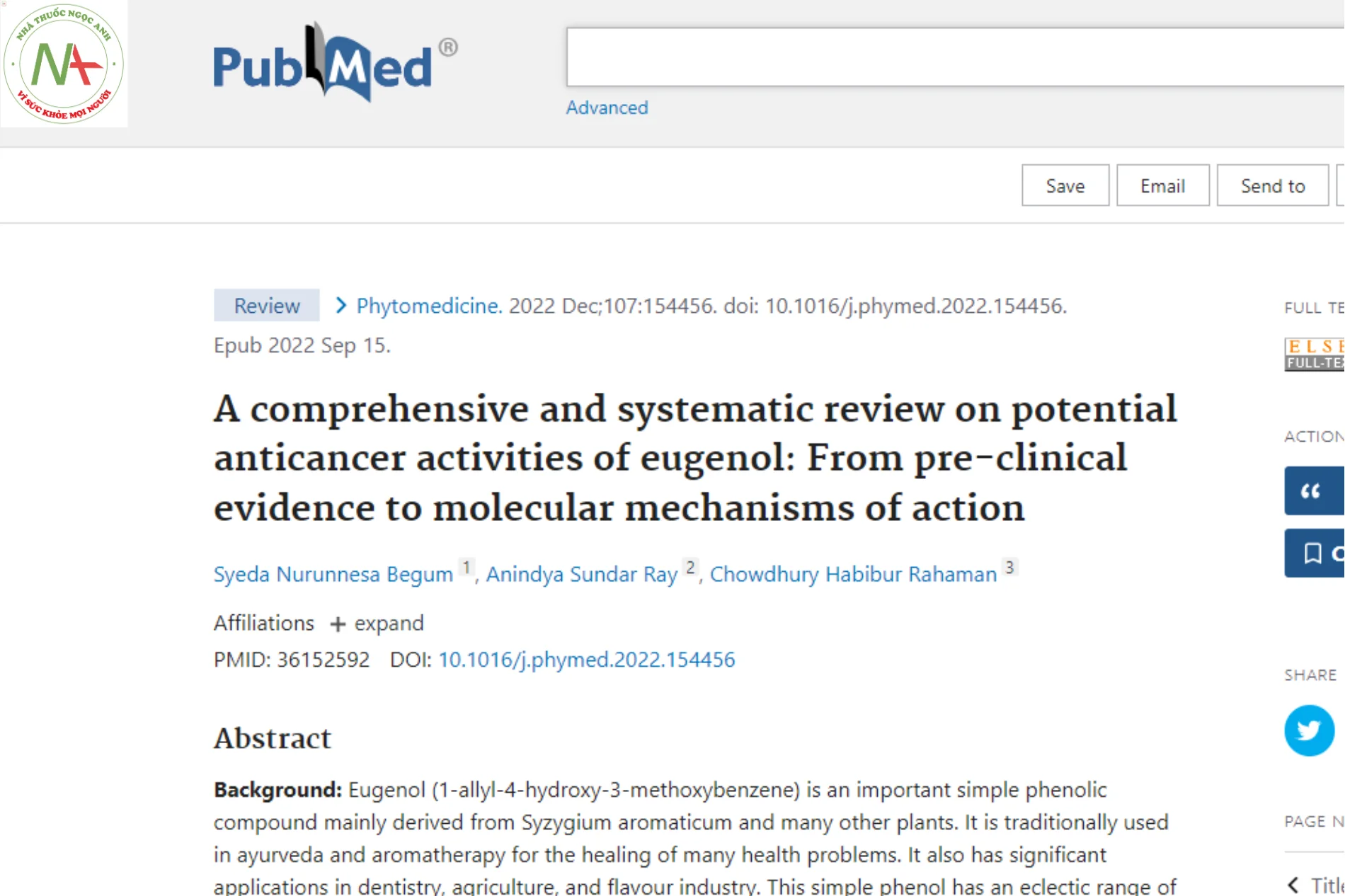 Comprehensive and systematic review of the potential anticancer activities of eugenol