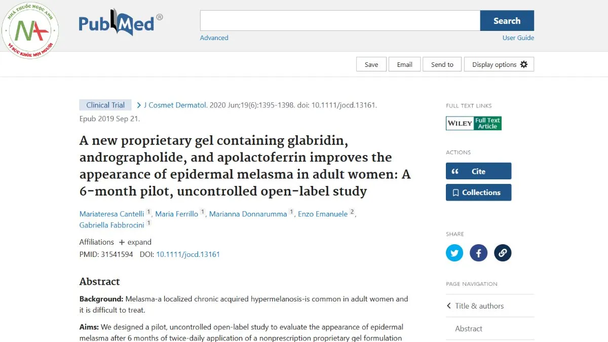A new proprietary gel containing glabridin, andrographolide, and apolactoferrin improves the appearance of epidermal melasma in adult women: A 6-month pilot, uncontrolled open-label study