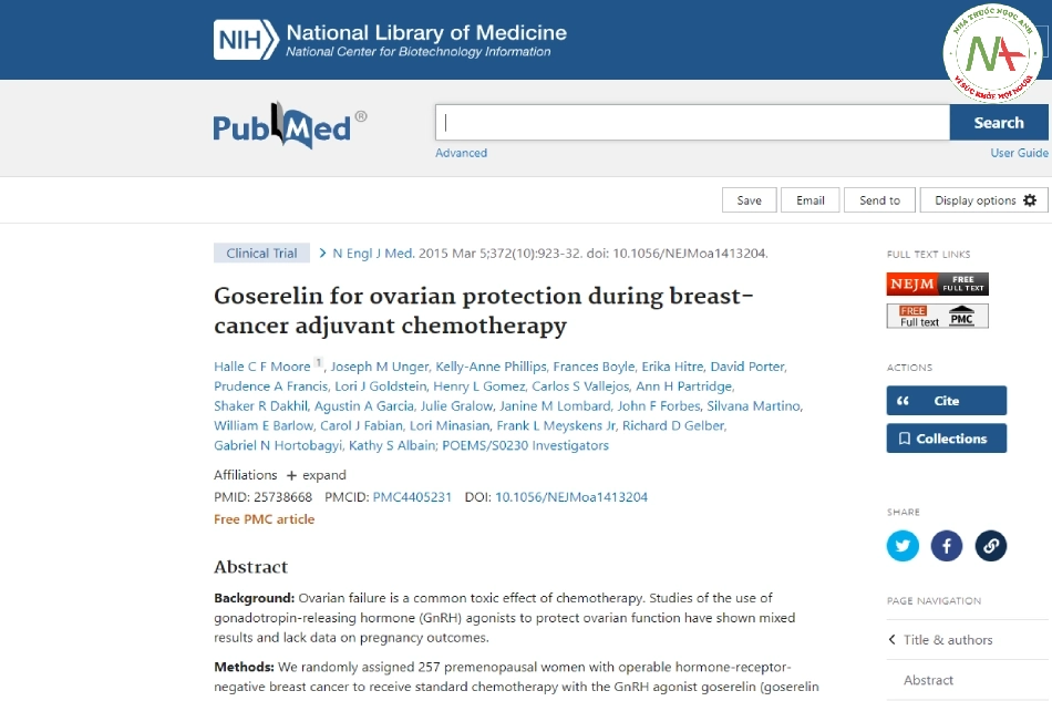 Goserelin for ovarian protection during breast-cancer adjuvant chemotherapy