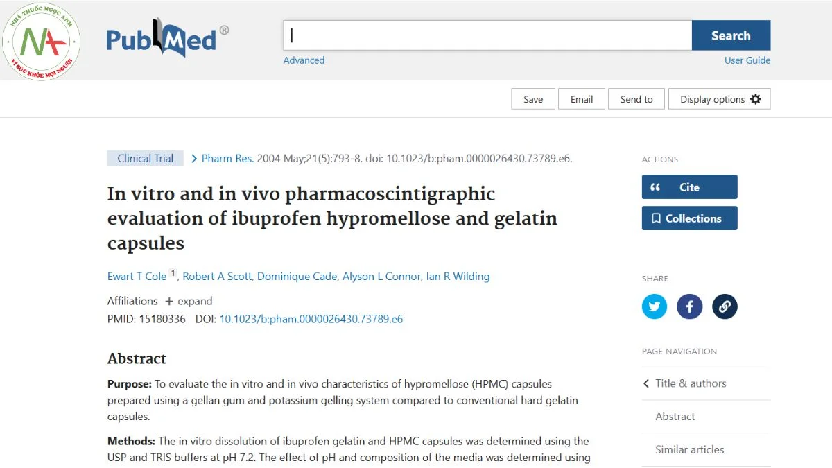 In vitro and in vivo pharmacoscintigraphic evaluation of ibuprofen hypromellose and gelatin capsules