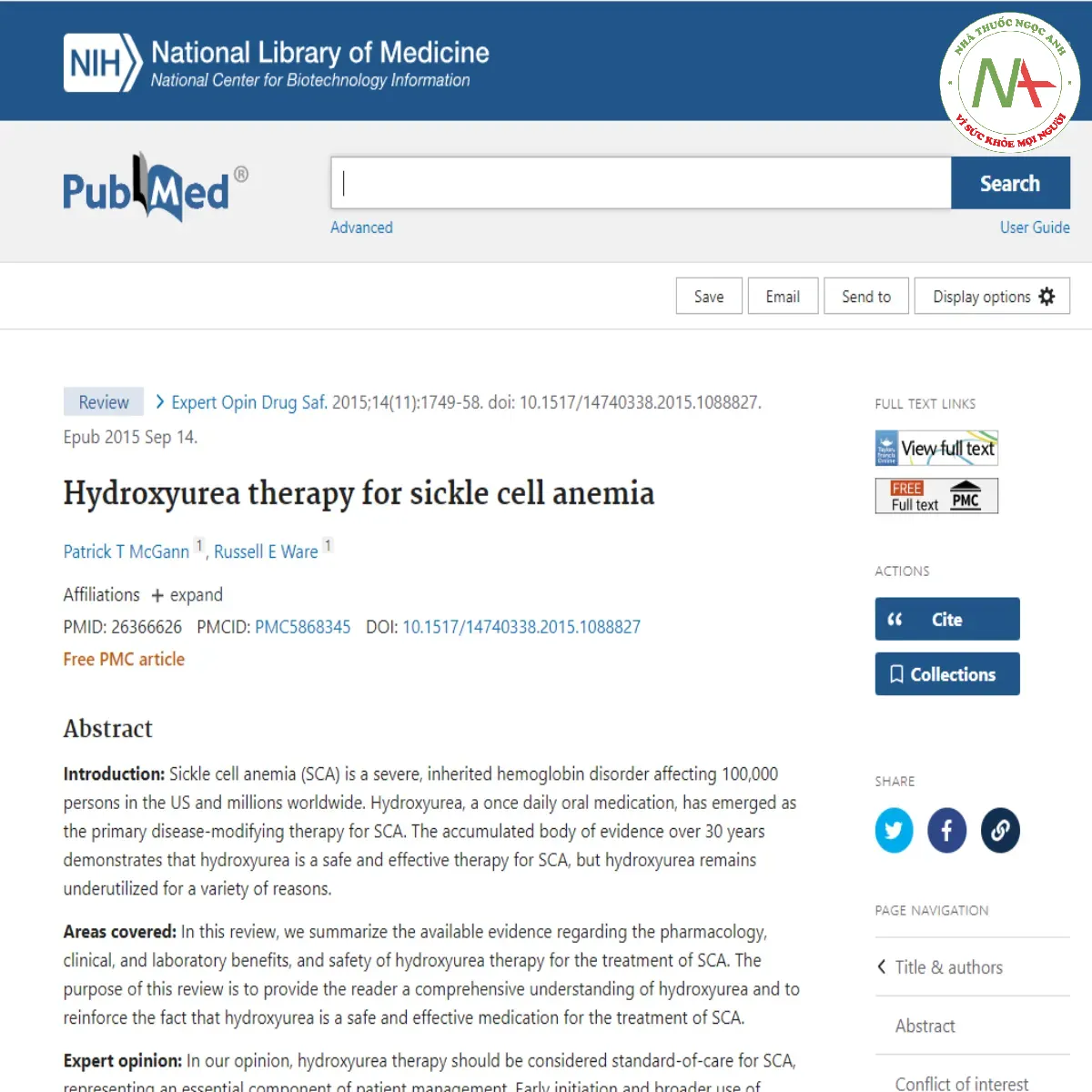 Hydroxyurea therapy for sickle cell anemia