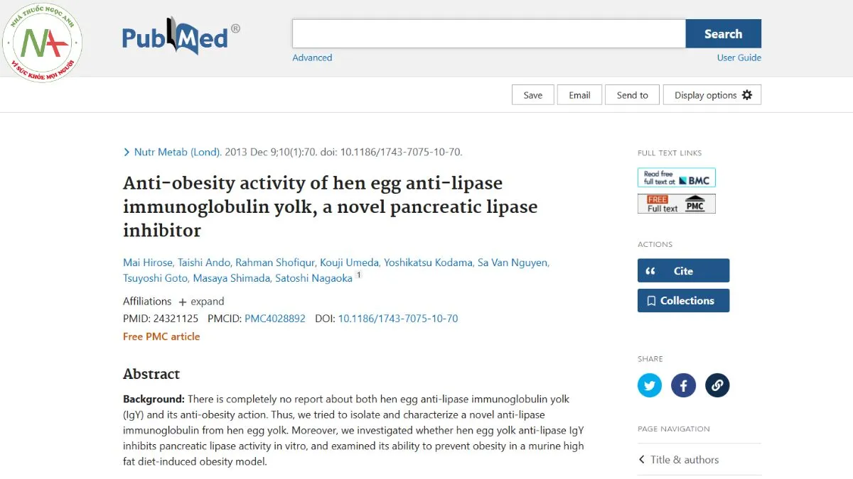 Anti-obesity activity of hen egg anti-lipase immunoglobulin yolk, a novel pancreatic lipase inhibitor