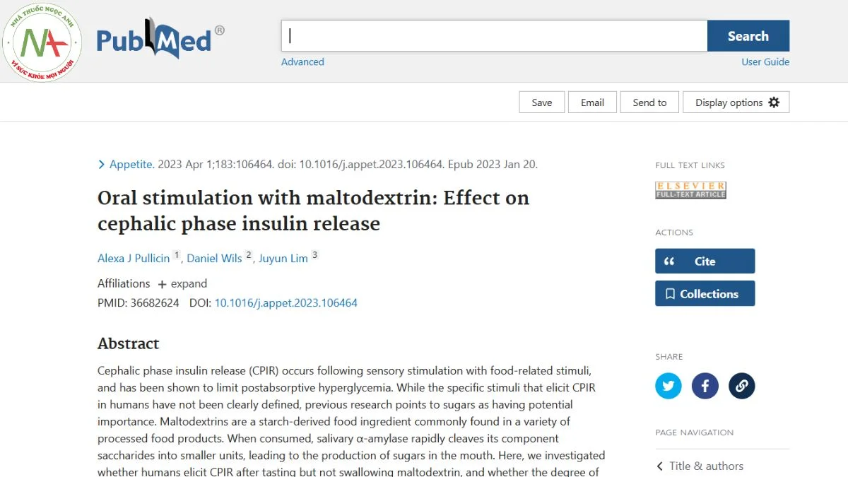 Oral stimulation with maltodextrin: Effect on cephalic phase insulin release