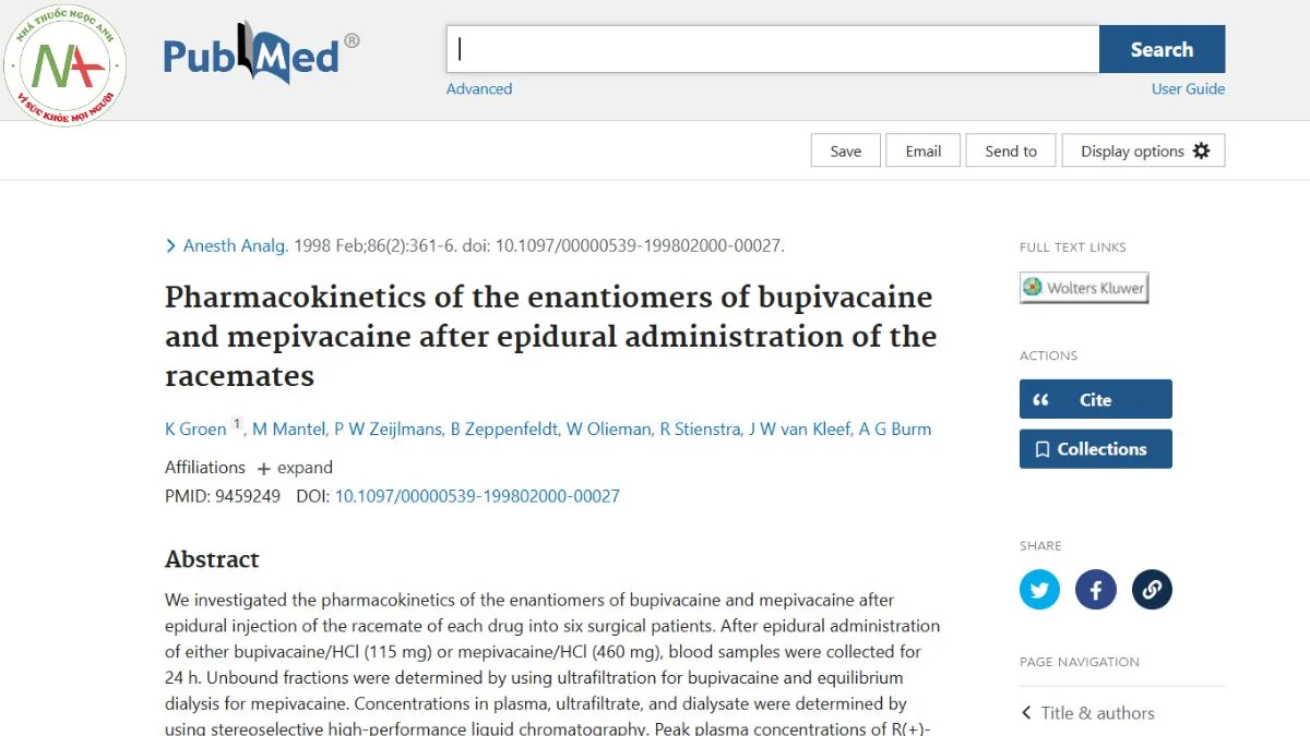 Pharmacokinetics of the enantiomers of bupivacaine and mepivacaine after epidural administration of the racemates