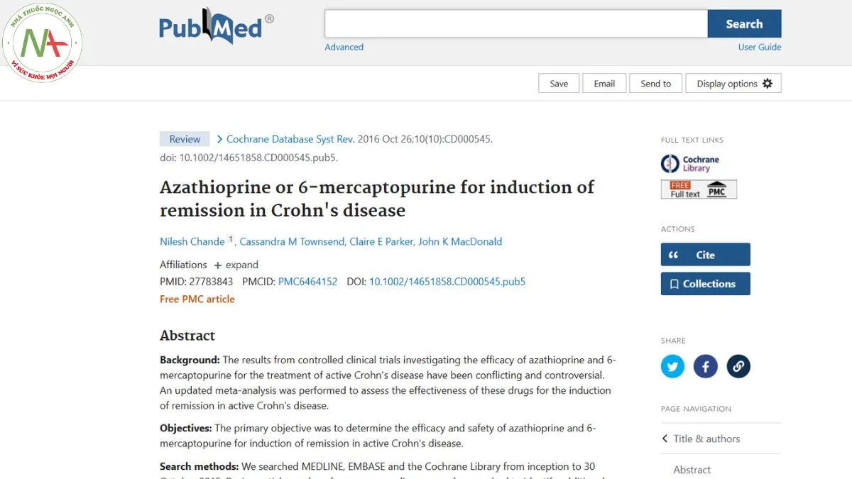 Azathioprine or 6-mercaptopurine for induction of remission in Crohn's disease