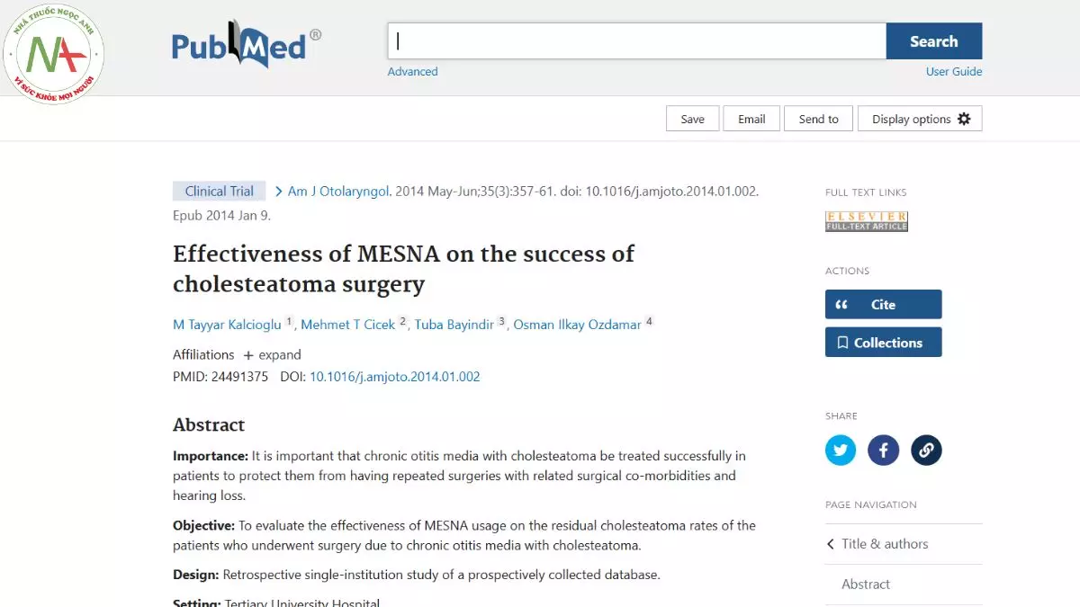 Effectiveness of MESNA on the success of cholesteatoma surgery